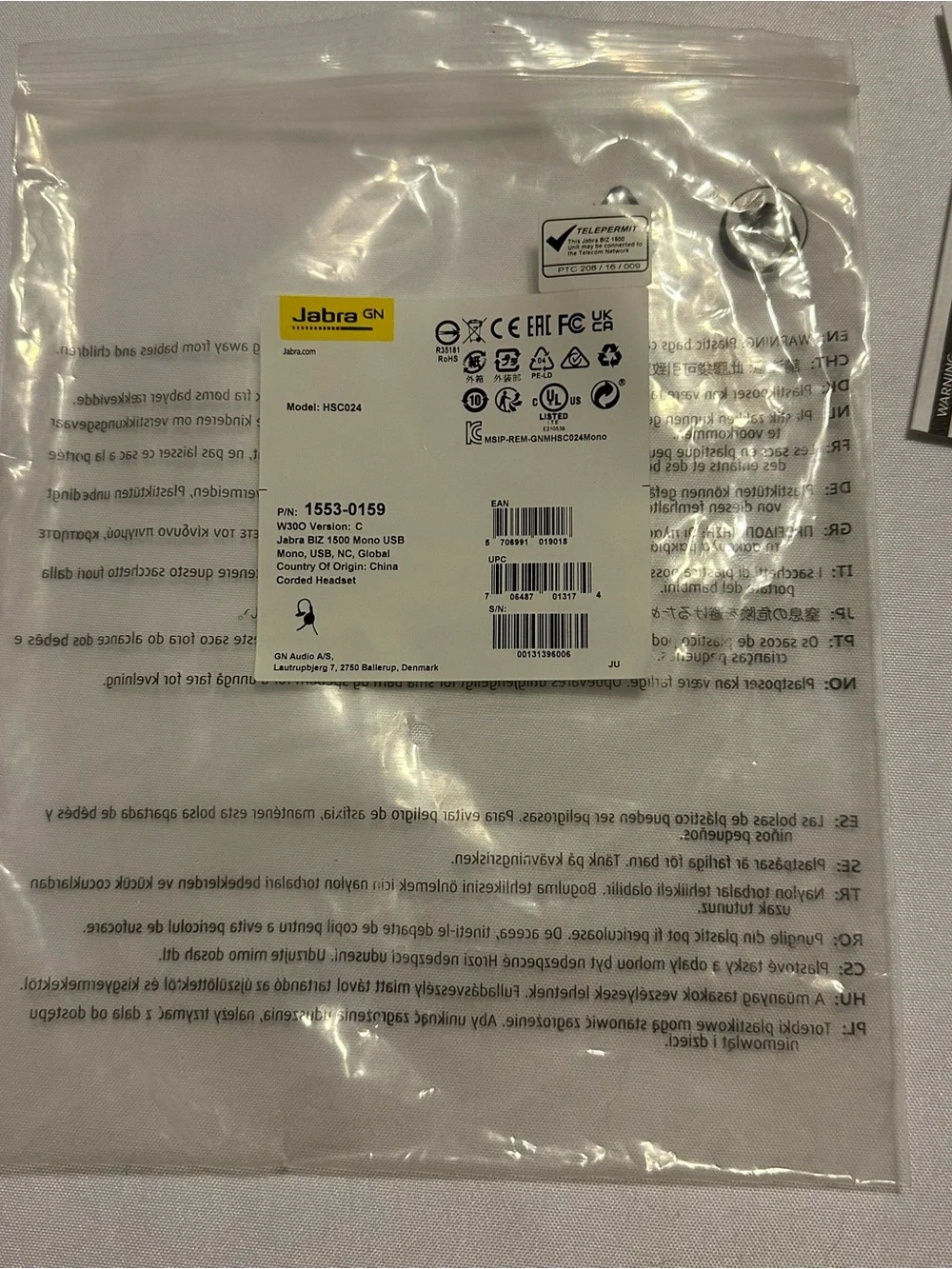Jabra wired headset